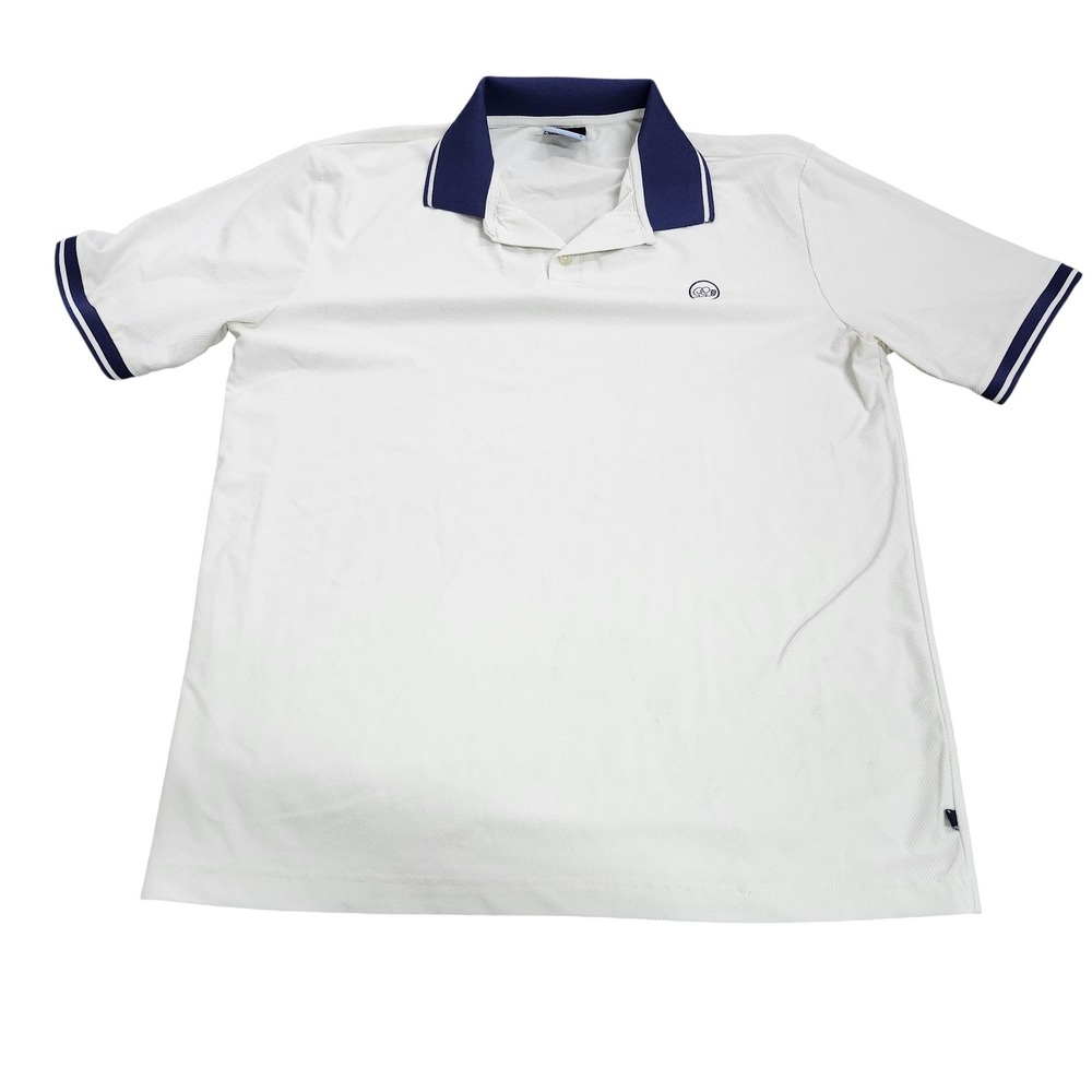 Good Good Polo Shirt Mens M White Solid Logo Mesh Short Sleeve Golf Casual